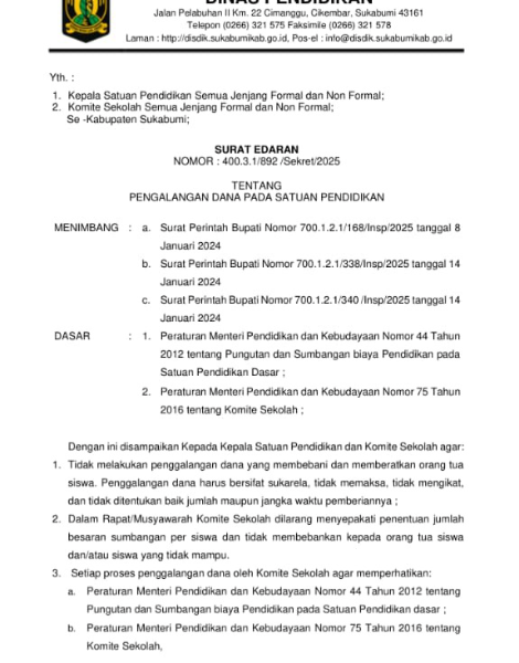 Fhoto : Surat Edaran Satuan Pendidikan 